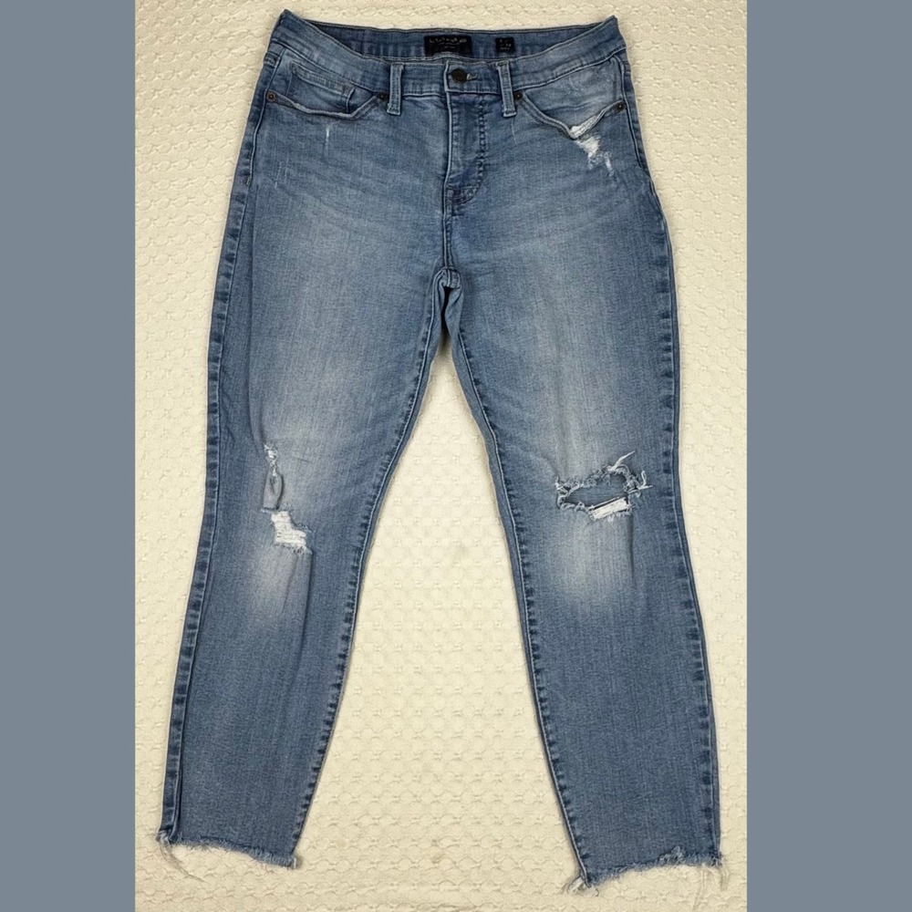 Lucky‎ Brand AVA Jeans Womens 8/29 Ankle Mid Rise Skinny Raw Hem Distressed Y2K